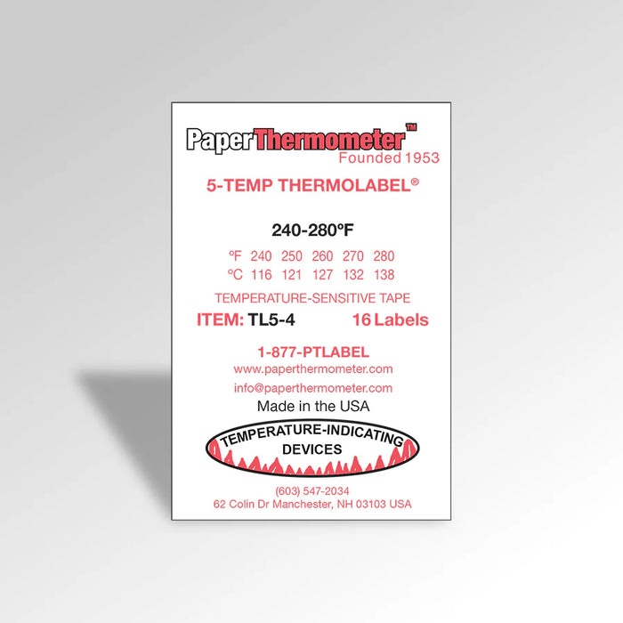Paper Thermometer Heat Tapes Set 4 (240- 280 Degrees) 16 Label Pack